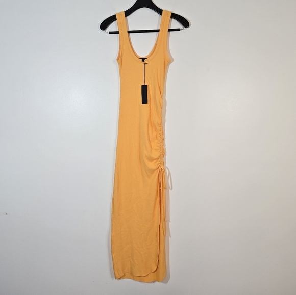 NWT The Range Alloy Ribbed Midi Sun Dress in Sunrise Ruched Small Sundress - Picture 4 of 9